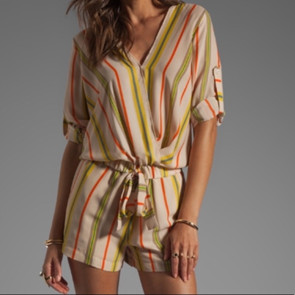 Bcbg Max Azria Striped Kelly Wrap Top Romper